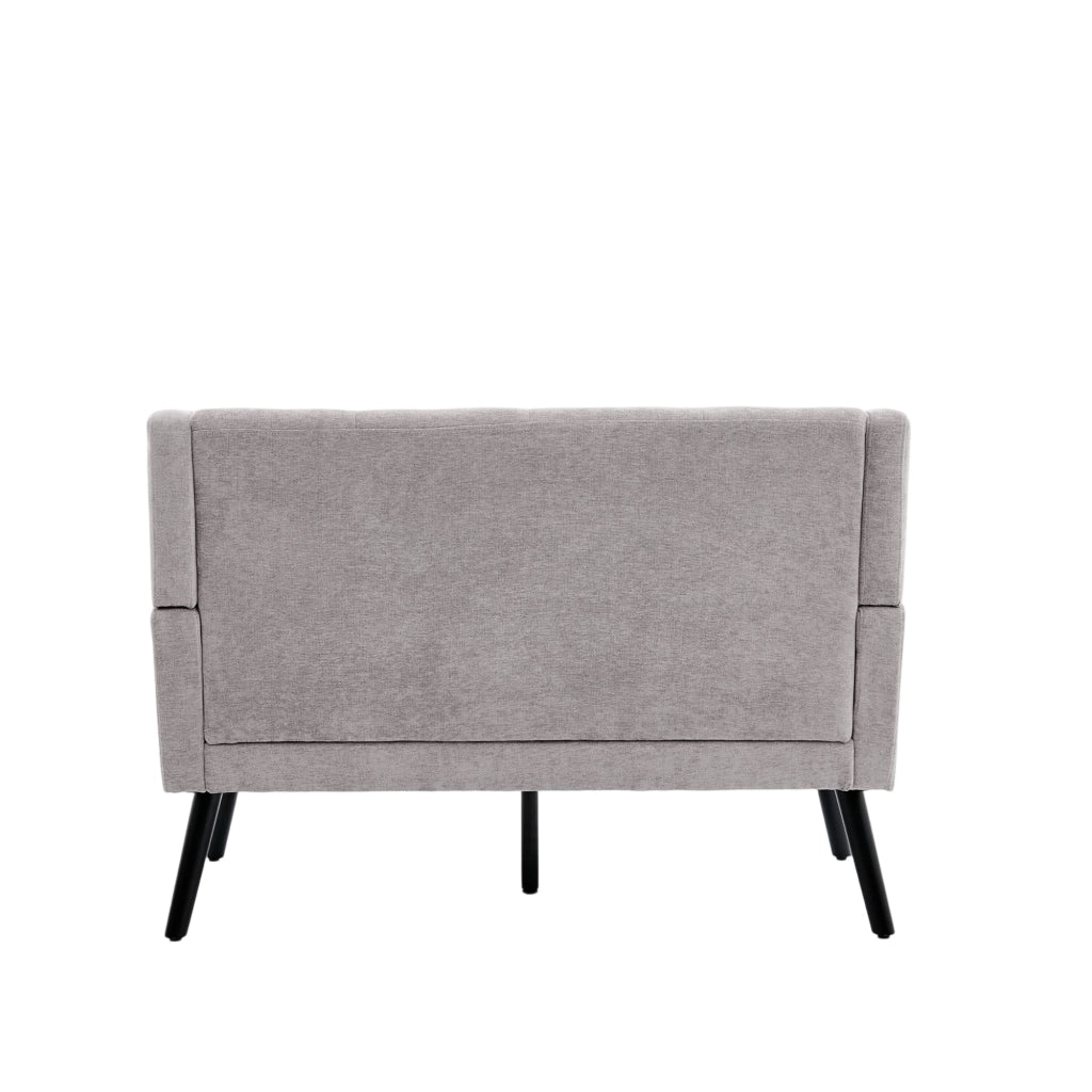 Poltrona Panca 2 Posti in Tessuto Lino ¨C MINIMAL ¨C Gambe in Legno Massello, Seduta Imbottita
