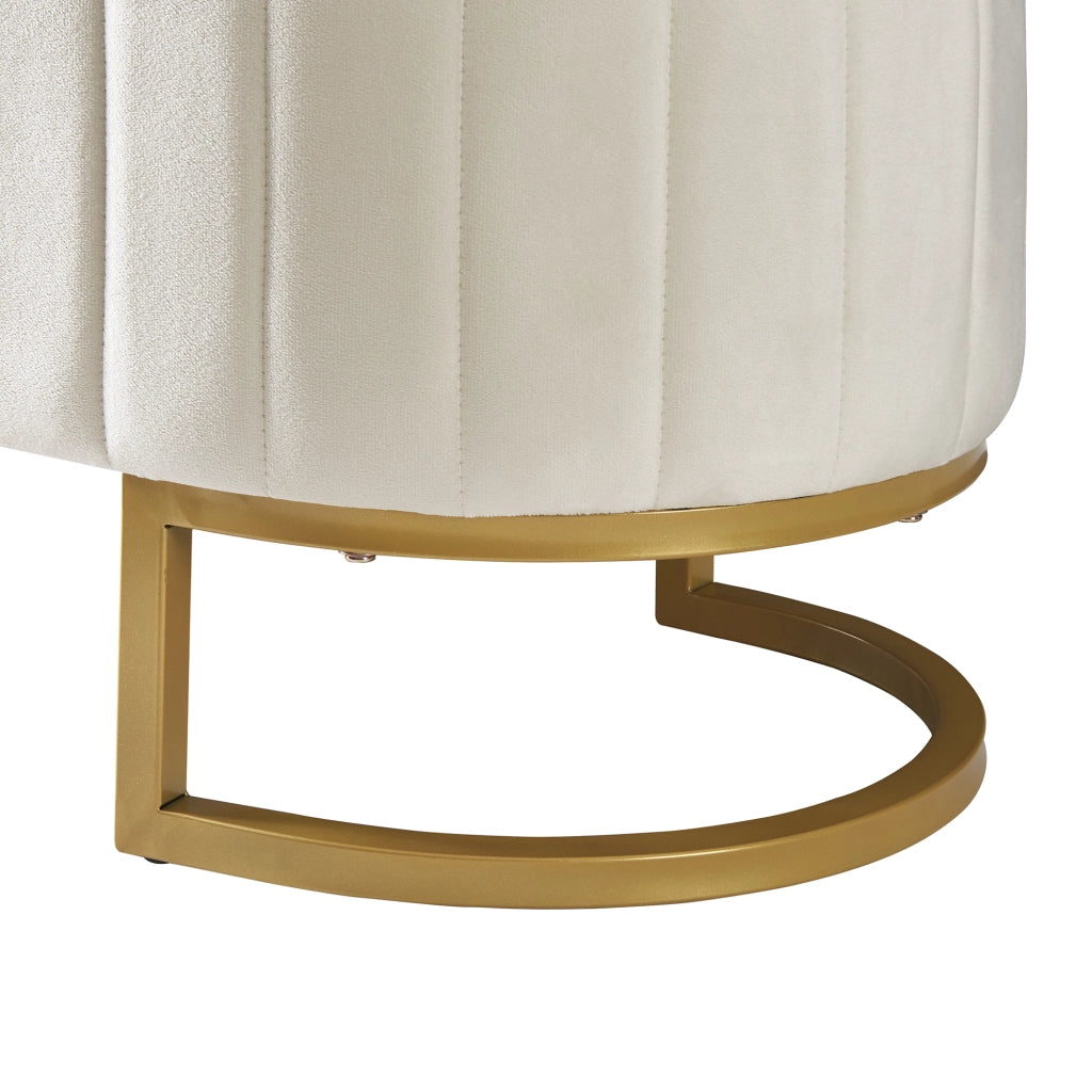 Sgabello riporto 120x40 cm rivestito in velluto beige panca con spazio riporto per divano e camera da letto
