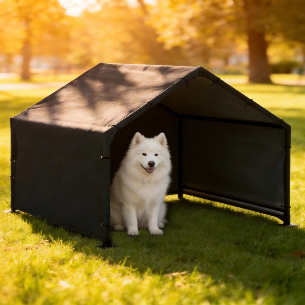 Cuccia per Cani da Esterno ¨C Minimal ¨C Tessuto Oxford, Nero, 125x110x93 cm