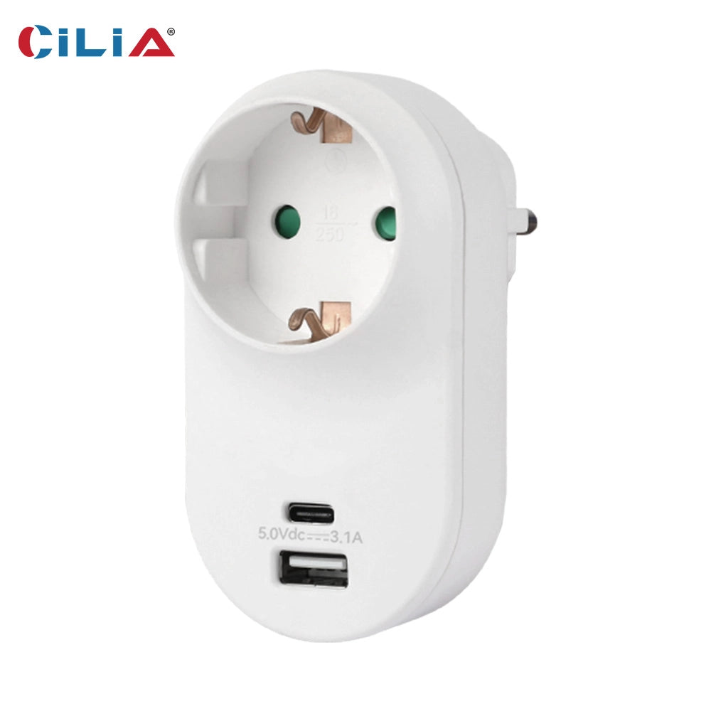 Adattatore da Parete con 1 Presa Schuko, 1 USB-C, 1 USB-A ¨C Xylo ¨C Bianco