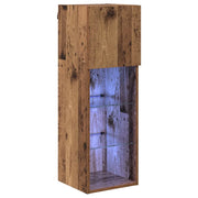 Mobile TV da Parete | Armadietto TV | Mobile Porta TV con LED Legno vecchio 30,5 x 30 x 90 cm