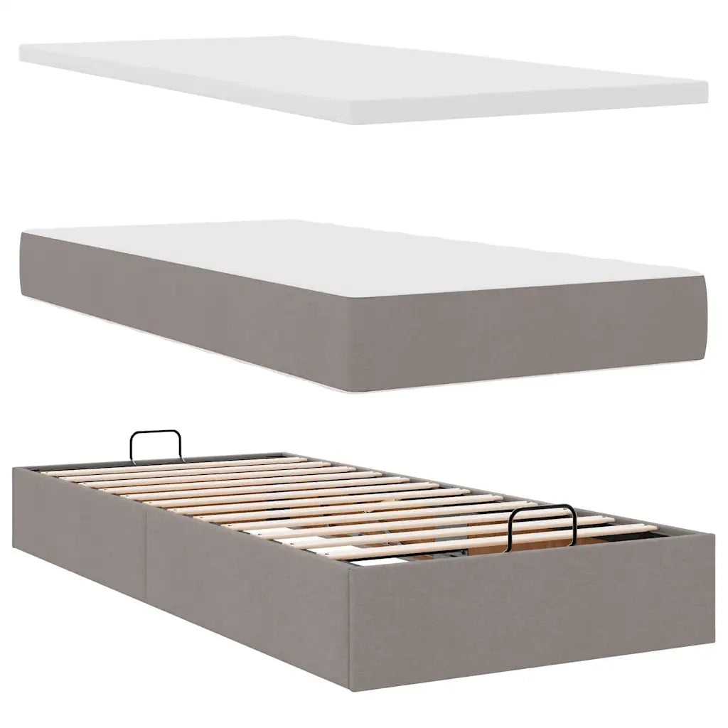 Struttura Letto Pouf con Materasso Tortora 80x200 cm in Tessuto 3313116