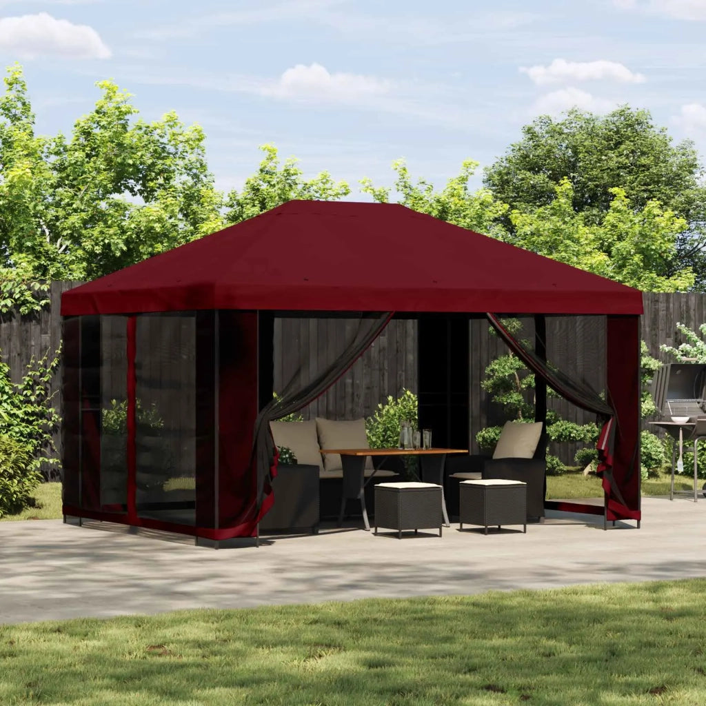 Gazebo | Pergolato da giardino con pareti laterali 4 ¡Á 3 m Borgogna