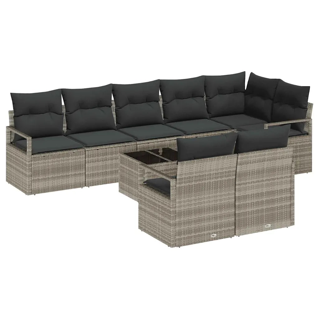 Set di divani con cuscino 9 pcs Grigio chiaro polyrattan 3346442