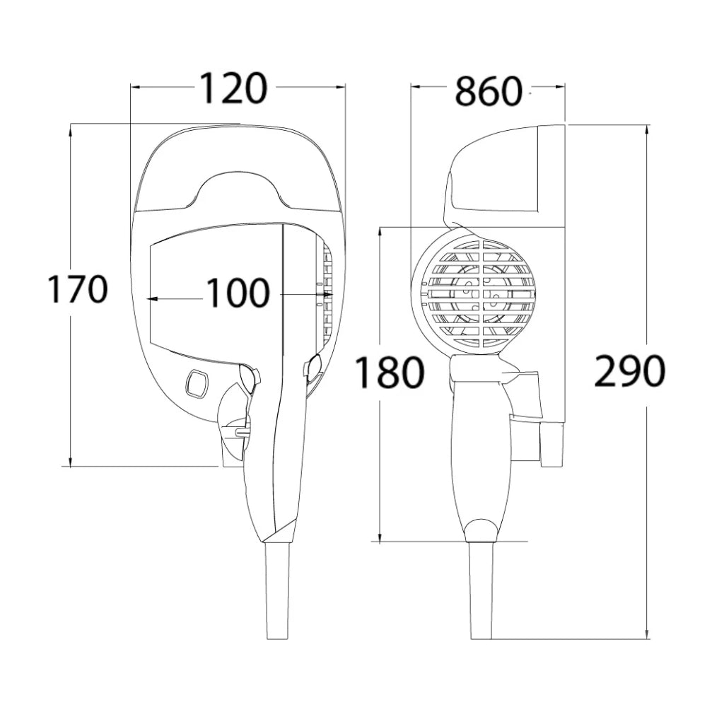 Asciugacapelli a parete LEO DH 1600W