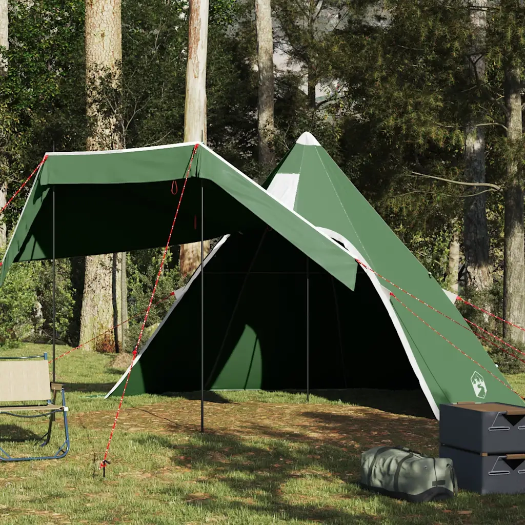 Tenda da Campeggio Tipi per 5 Persone-Tenda per Famiglie Verde Impermeabile