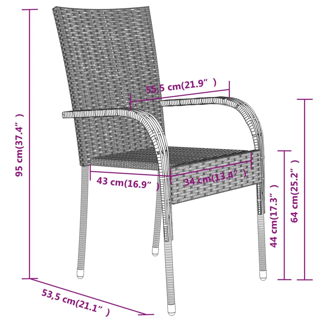 Set da Pranzo per Giardino 7 pz con Cuscini Grigio e Nero 3099393