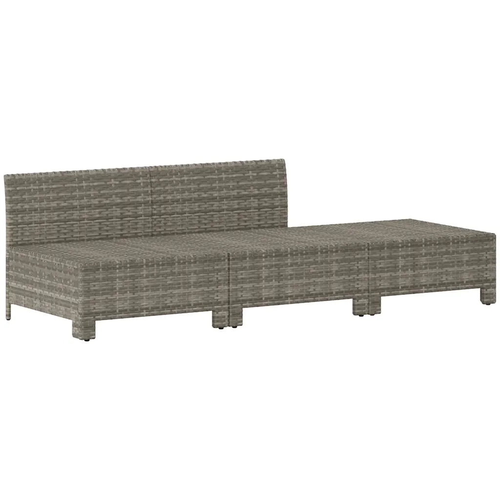 Set da giardino 3 pz | Set Salotto da Giardino con cuscini grigio in polyrattan