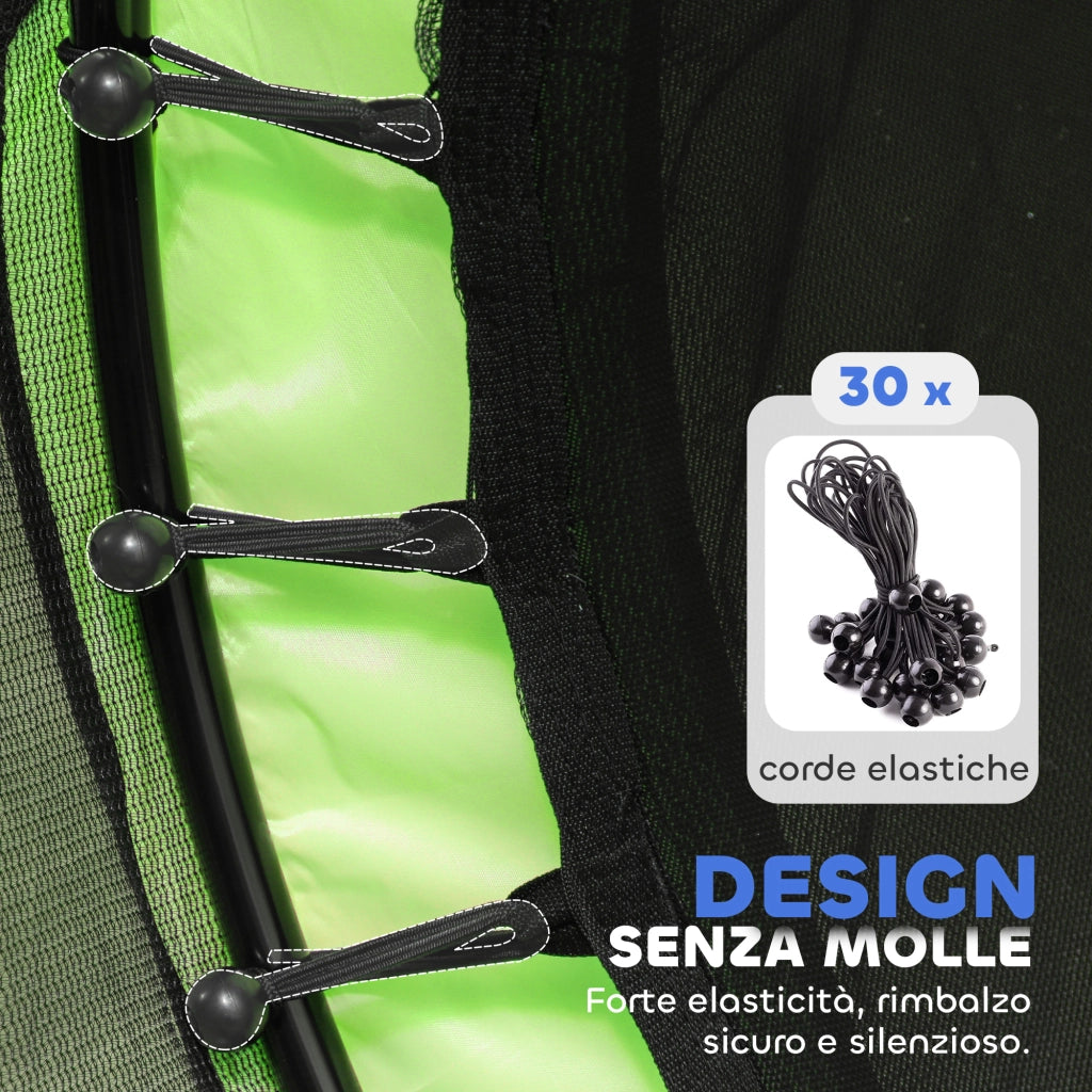 Trampolino Elastico ?140 cm ¨C Xylo ¨C con Rete di Sicurezza, Verde, 3-6 Anni