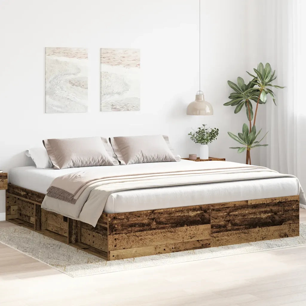Giroletto senza Materasso-Struttura Letto Legno Antico 200x200 cm in Truciolato 660528