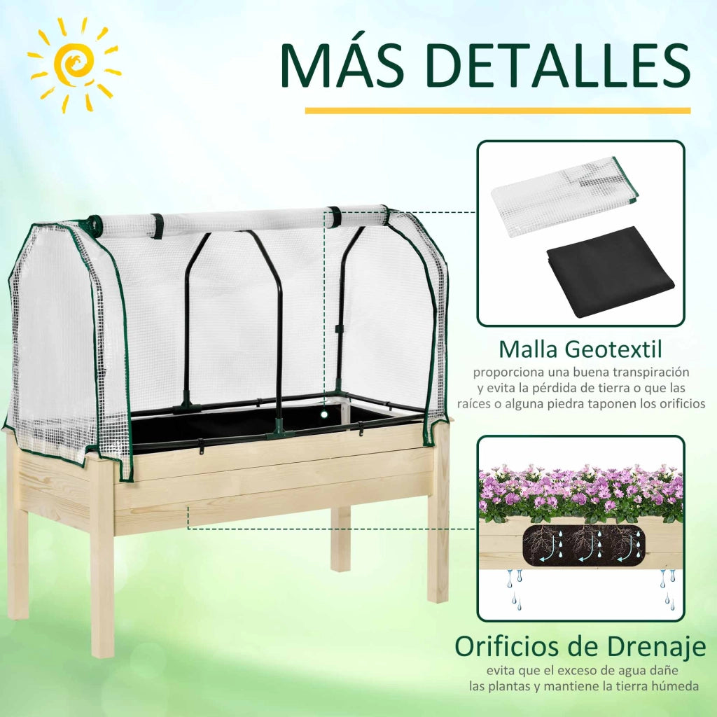 Tavolo da Giardino con Fioriera ¨C Minimal ¨C Legno Naturale 121x55x117 cm