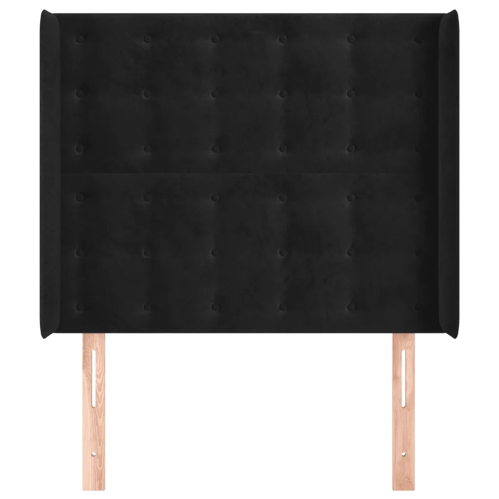 Testiera ad Orecchio-Testata con Orecchie Nera 103x16x118/128 cm in Velluto 351831