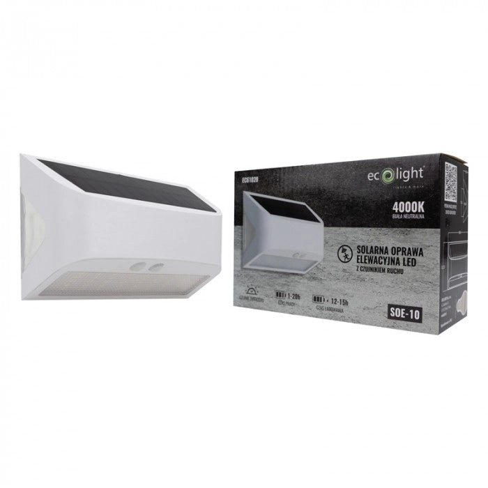 Applique solare LED 6W 4000K bianca PIR 2 modalità Ecolight