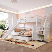 Letto a castello con scivolo - Xylo - 90/140x200 cm - Bianco - Senza materasso