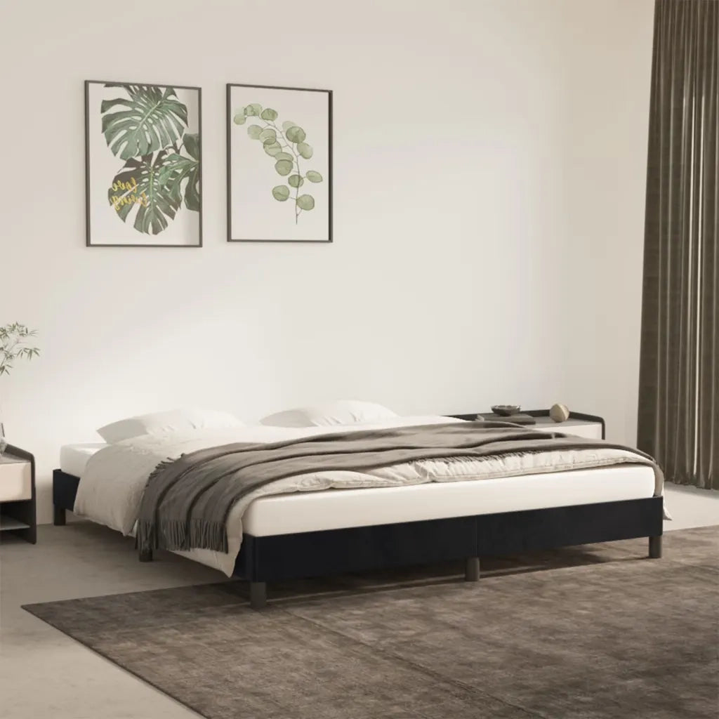 Letto matrimoniale | Letto per adulti | Giroletto senza Materasso Nero 160x200 cm in Velluto