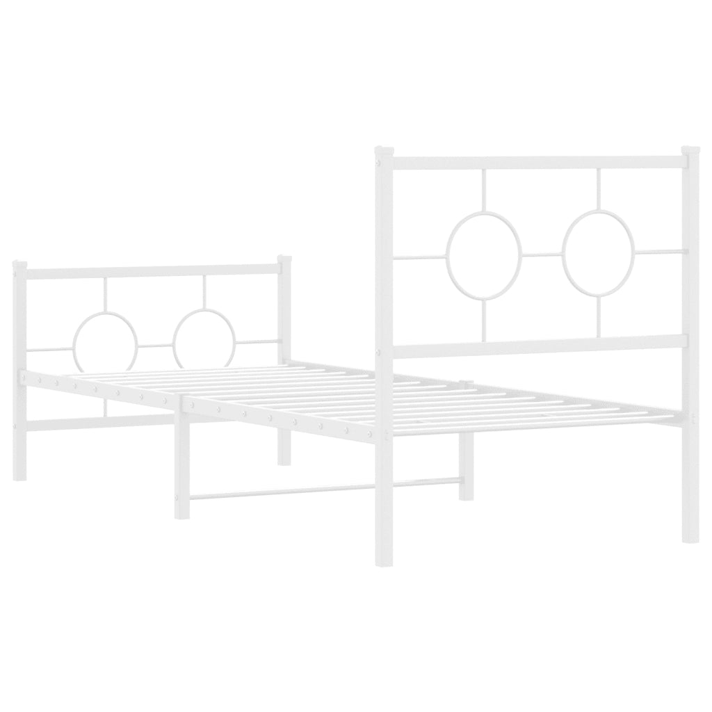 Giroletto con Testiera e Pediera Metallo Bianco 80x200 cm 376284