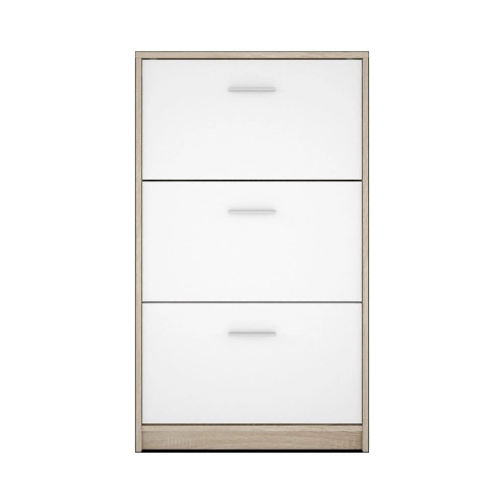 Scarpiera 3 ante a ribalta bianco e struttura colore rovere Nepo 69,5x17.5x120H