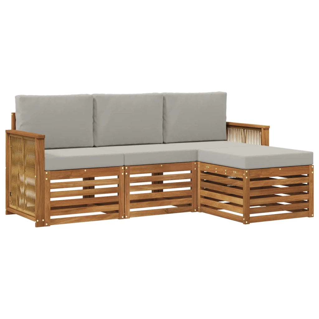 Set di divani da esterno 4 pcs Naturale e Grigio Chiaro 3384207