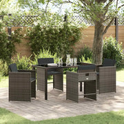 Set da Pranzo per Giardino 5 pcs Grigio polyrattan