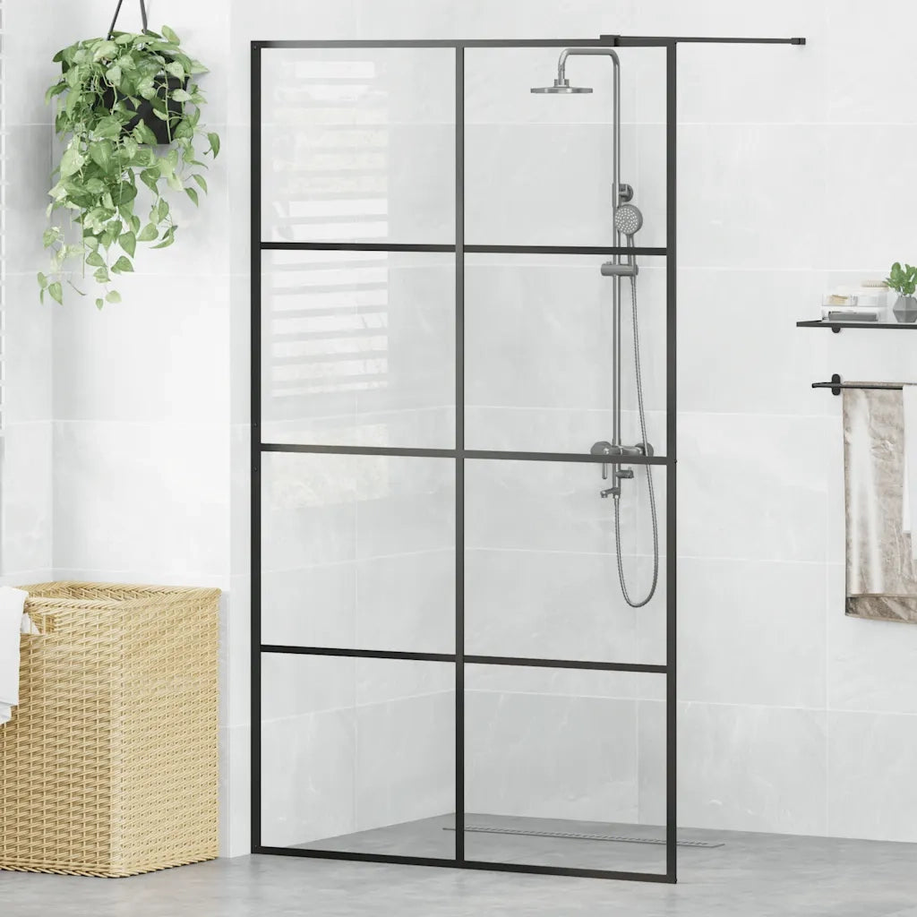 Parete per Doccia Walk-in Vetro Trasparente ESG 115x195cm Nera CFW7080954