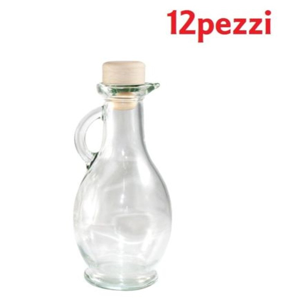 Trade Shop - Set 12 Pezzi Bottiglie Bottigline Vetro Trasparente Egizia Con Tappo 250cc -