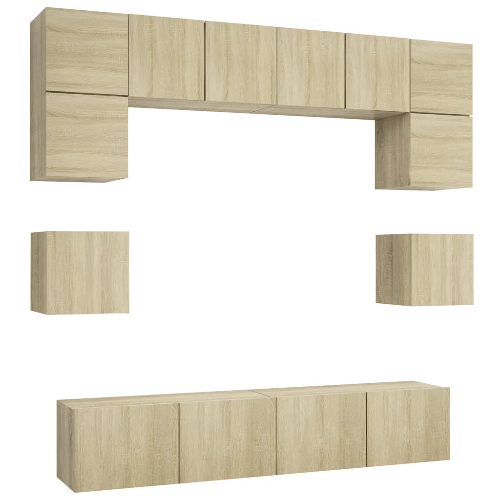 Set di Mobili TV 8 pz | Armadietto TV | Mobile Porta TV Rovere Sonoma in Legno Multistrato