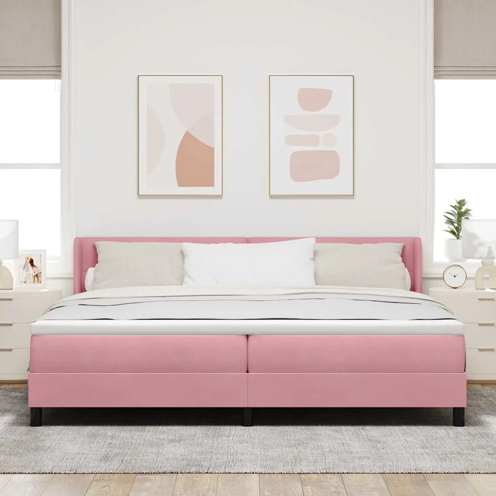 Letto a molle con testiera Rosa 200 x 200 cm Velluto 3341491