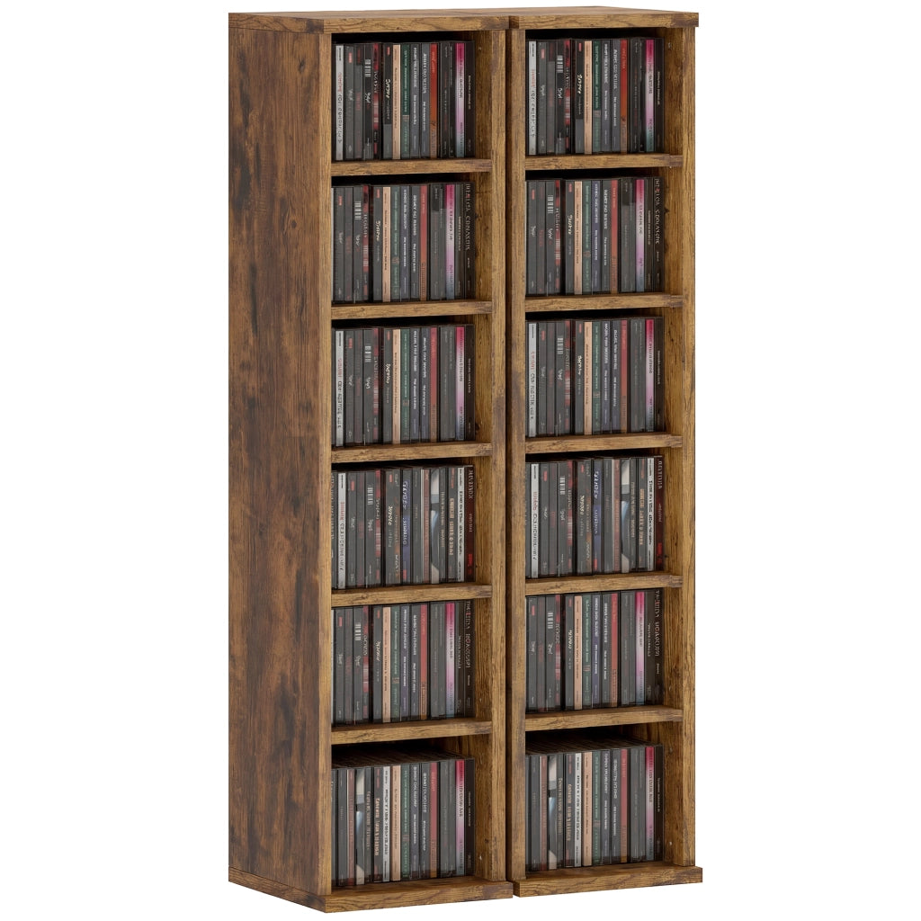 Libreria per CD ¨C Xylo ¨C legno marrone rustico, 2 mobili con ripiani regolabili, 21x22.5x88.5 cm