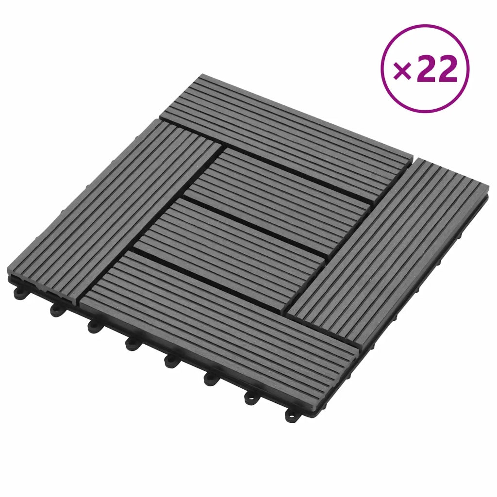 Piastrella per Decking 22 pcs Grigio 30 x 30 cm WPC 3444830