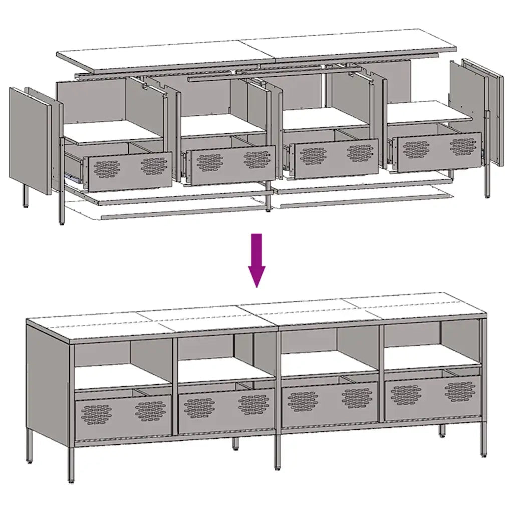 Mobile TV | Armadietto TV | Mobile Porta TV Bianco 135x39x43,5 cm in Acciaio Laminato a Freddo