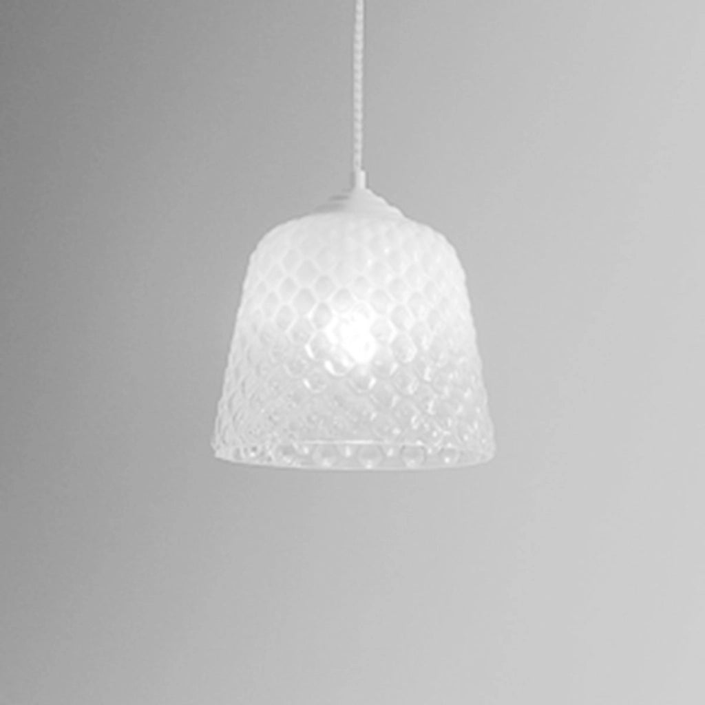Diffusore vetro bianco per lampade a sospensione - finitura sfumata trasparente, design decorativo, attacco E27 (vetro grande) d.25X21,5