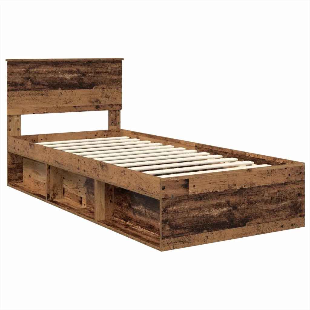Letto singolo | Letto per adulti | Struttura del letto con testiera Legno vecchio 100 x 200 cm