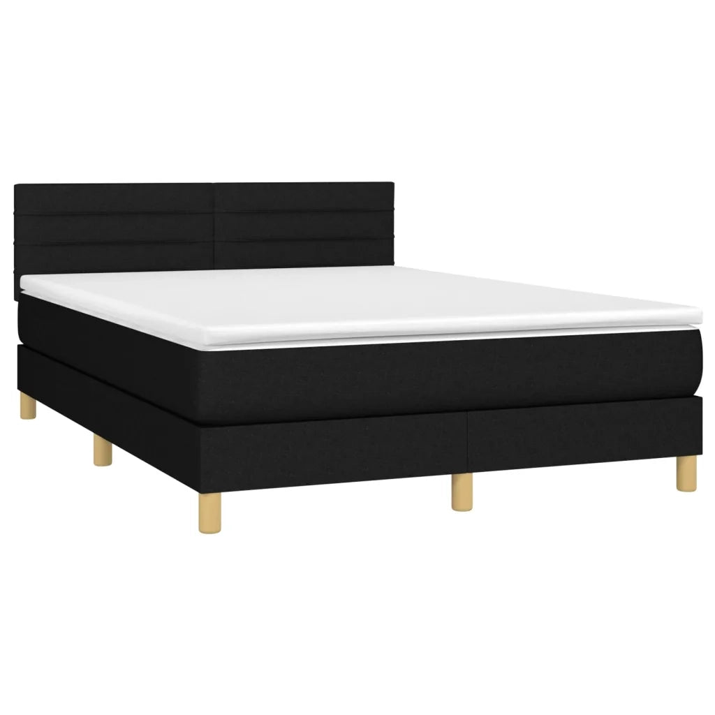Letto a Molle con Materasso e LED Nero 140x190 cm in Tessuto 3133791
