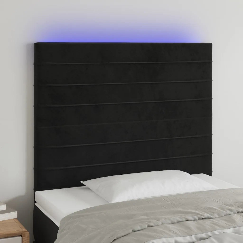 Testiera | Testata a LED Nera 80x5x118/128 cm in Velluto