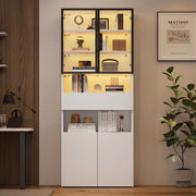 Vetrina alta con LED, 70 x 30 x 200 cm, bianca