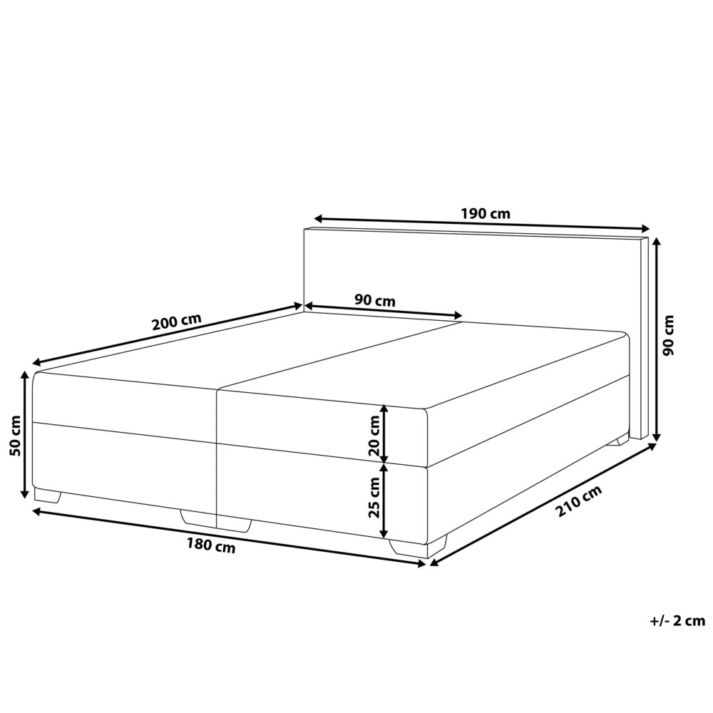Letto continentale 180 x 200 cm in ecopelle bianca con materasso a molle insacchettate