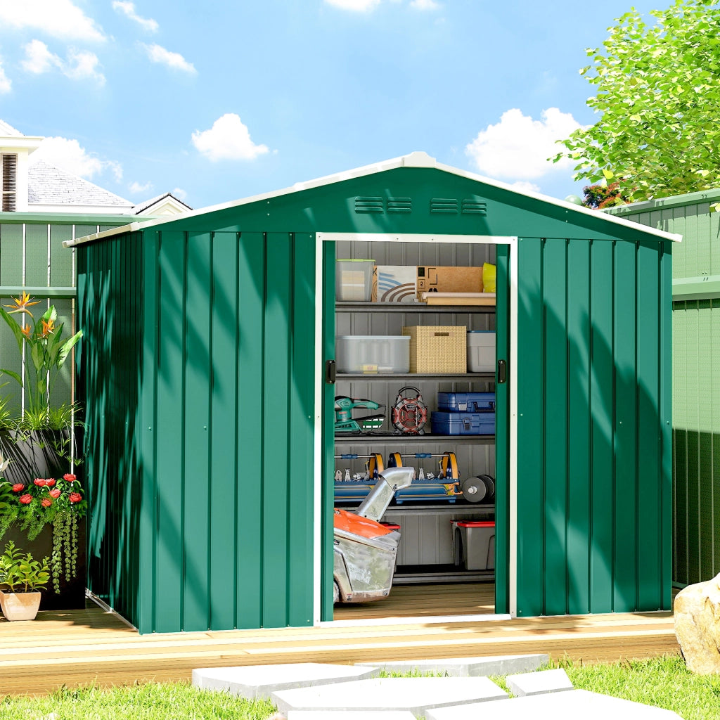 Casetta da Giardino 3.6 m2 ¨C Zephmum ¨C Verde 236x171x191 cm con Porte Scorrevoli