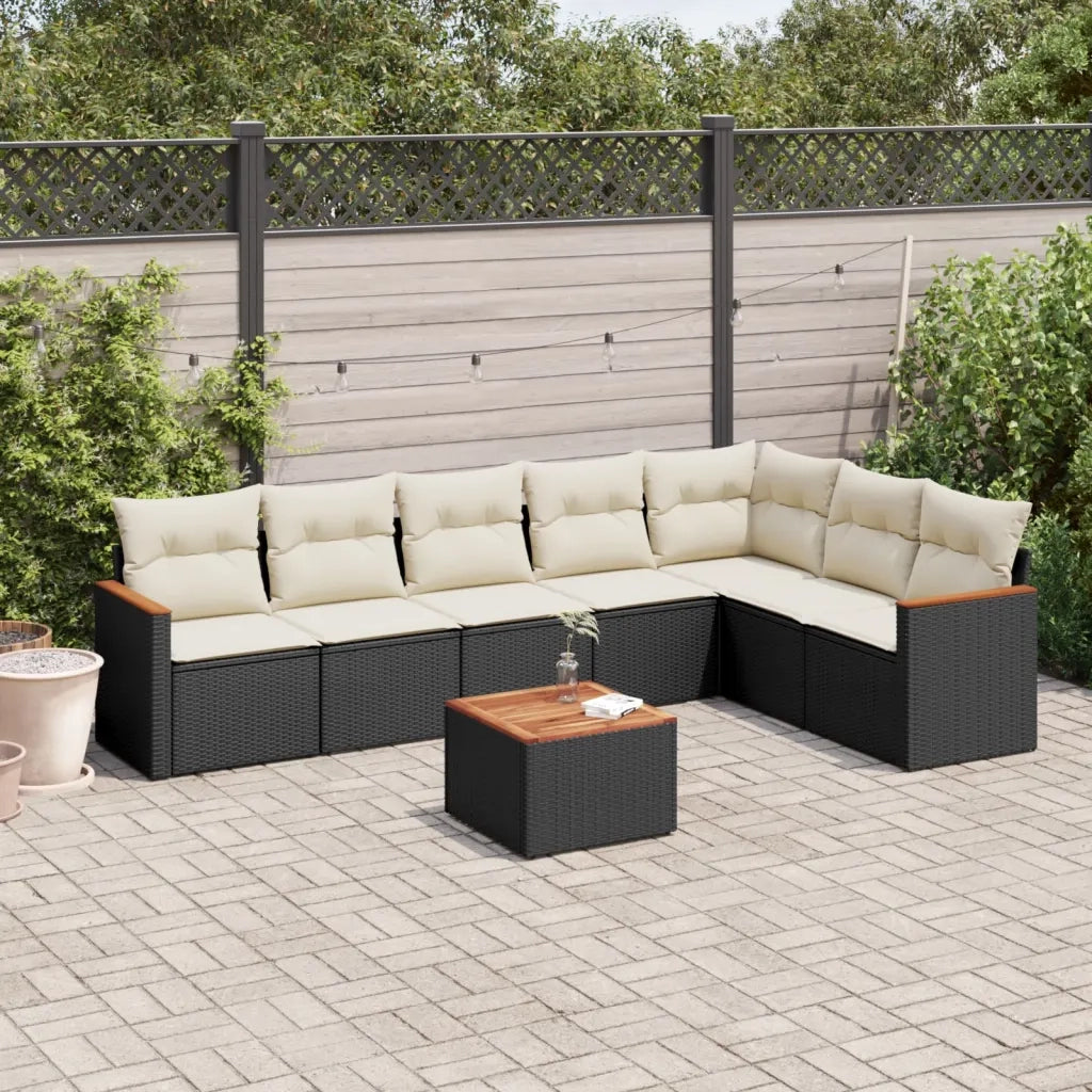 Set Divani da Giardino con Cuscini 8 pz Nero in Polyrattan 3258437