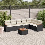 Set Divani da Giardino con Cuscini 8 pz Nero in Polyrattan 3258437
