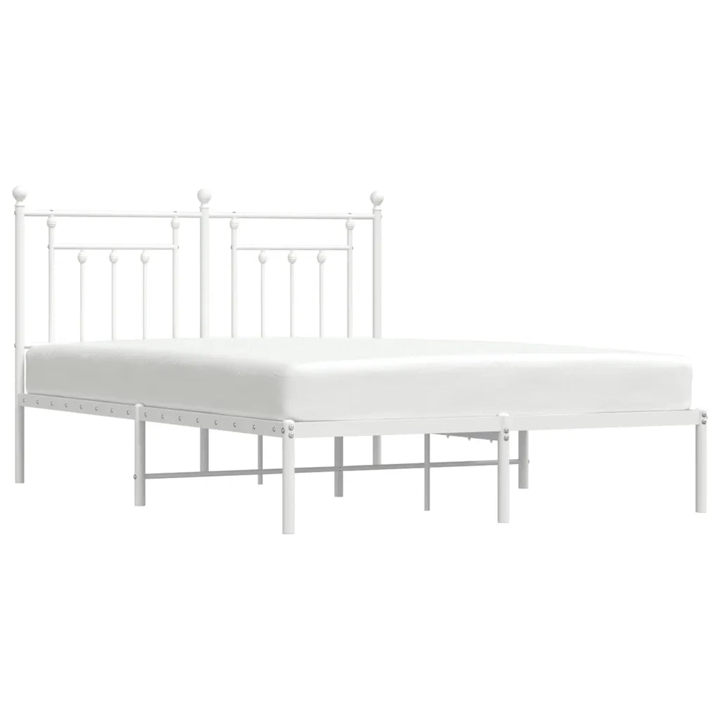 Letto matrimoniale | Letto per adulti | Giroletto con Testiera Metallo Bianco 140x200 cm