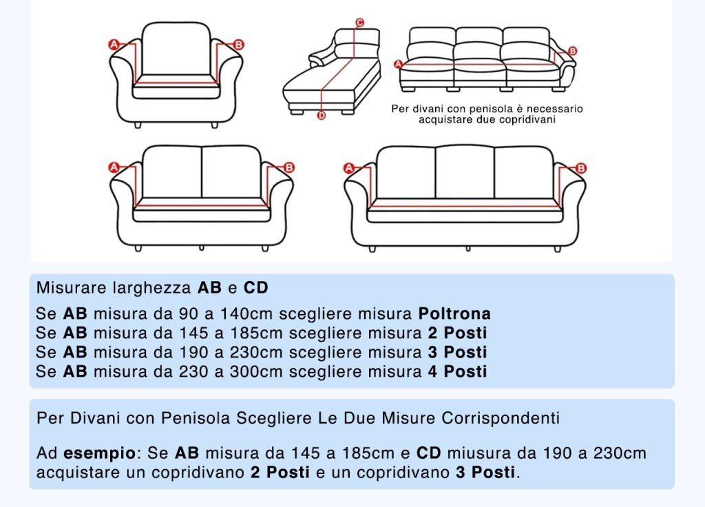 Copridivano Antimacchia Elasticizzato Penisola Componibile Tinta Unita Modello Perfetto - 1+2 - Grigio Scuro