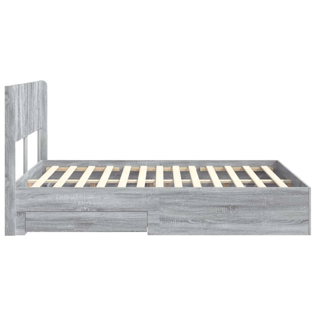 Struttura del letto con stoccaggio e testata Sonoma grigio 3414496