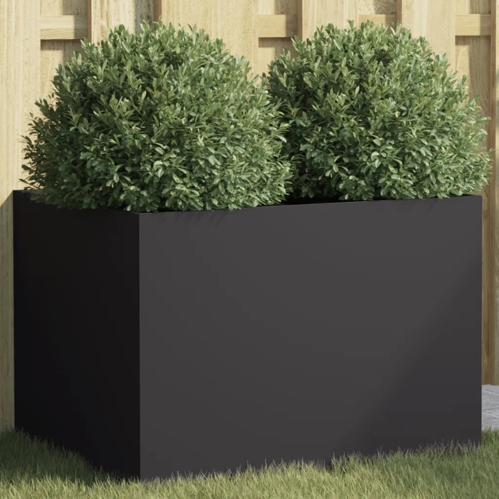 Fioriera-Vaso da Esterno-Contenitore per Piante Nera 62x47x46 cm in Acciaio
