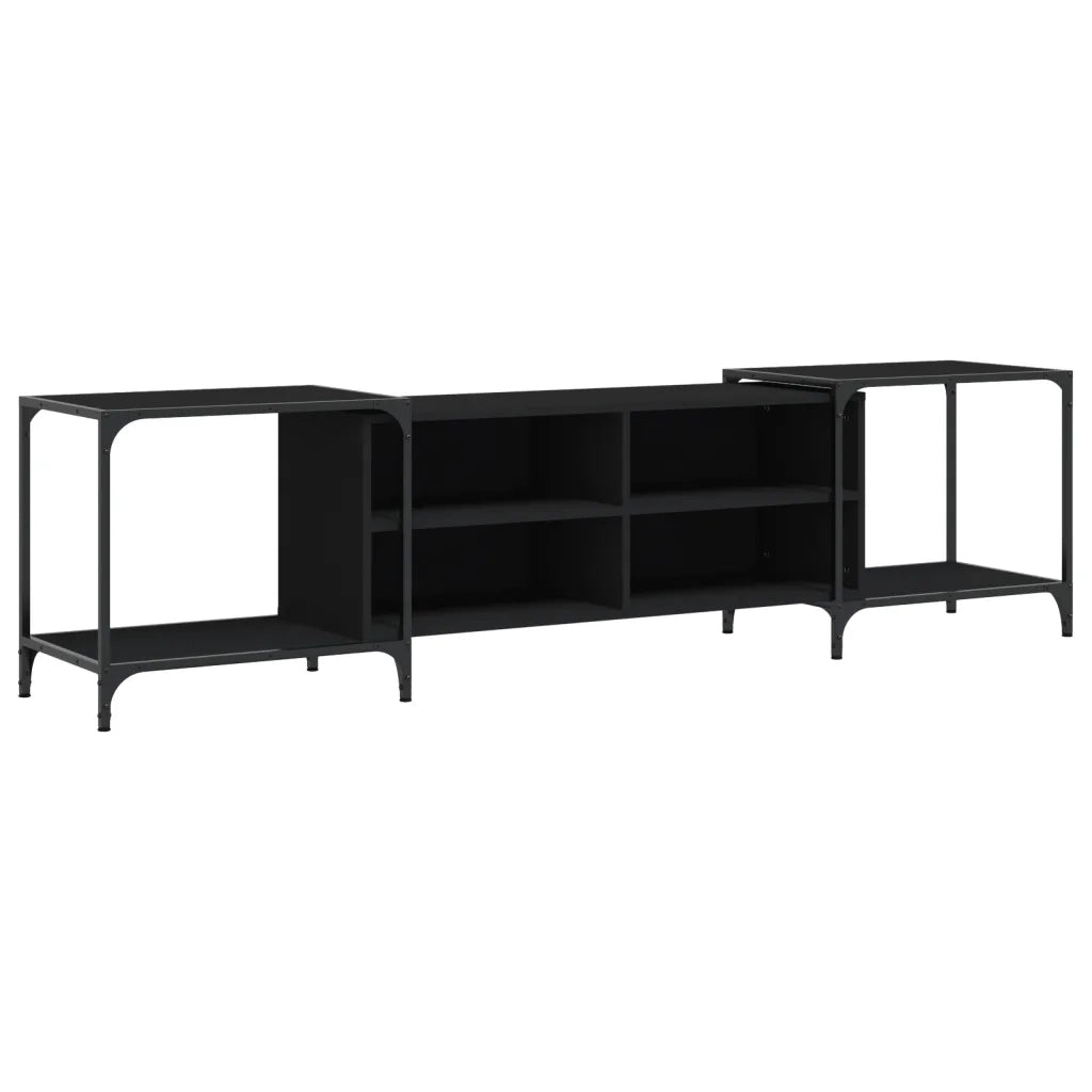Mobile Porta TV-Mobile per TV-Credenza TV Nero 203x37x50 cm in Legno Multistrato