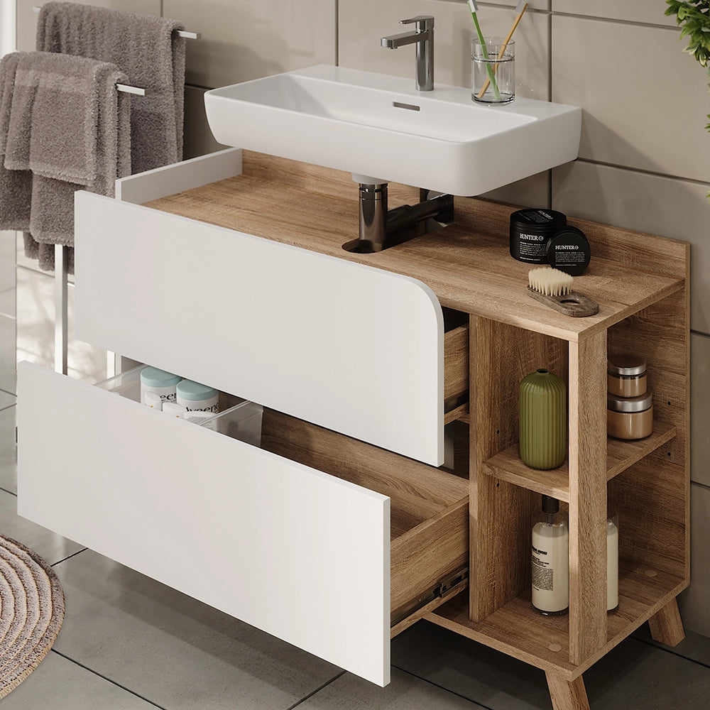 Vicco Set di mobili da bagno Sonoma/Bianco 3 parti