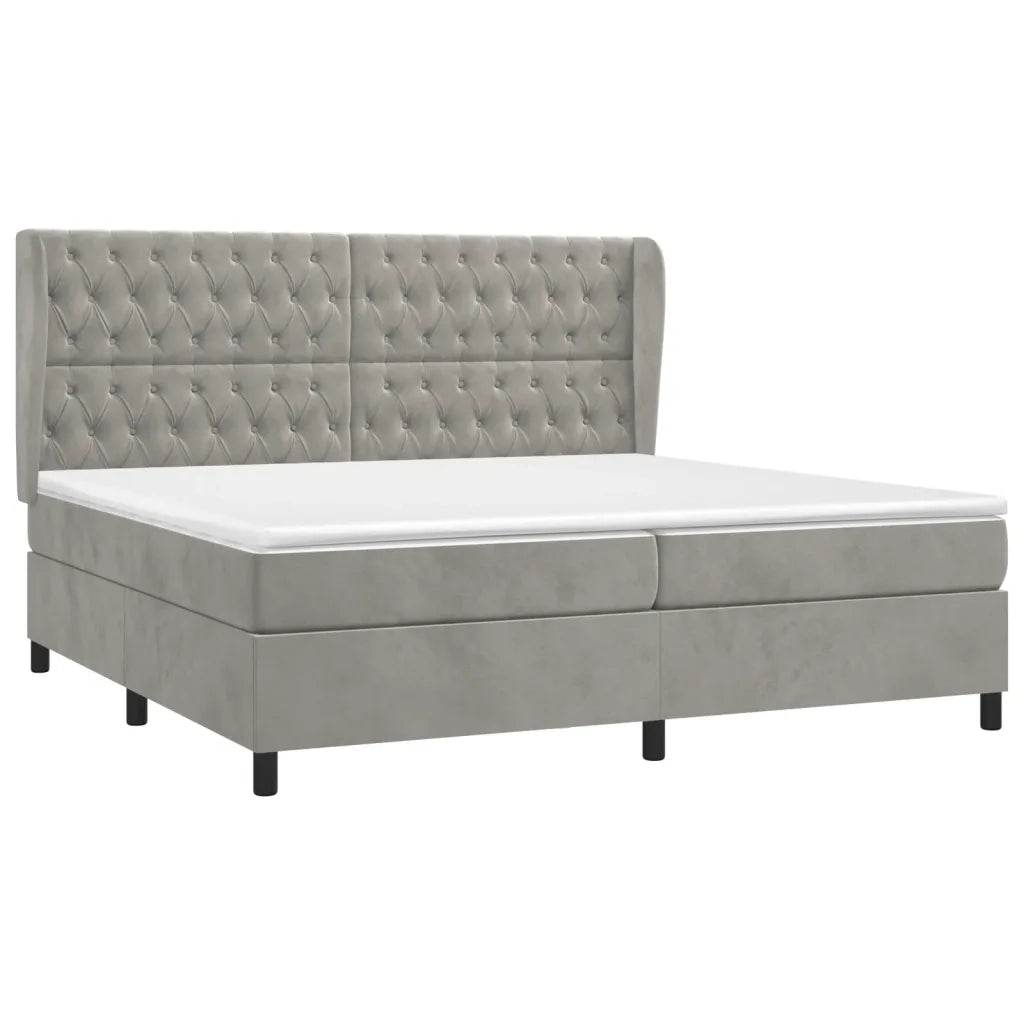 Giroletto a Molle con Materasso Grigio Chiaro 200x200cm Velluto 3129411