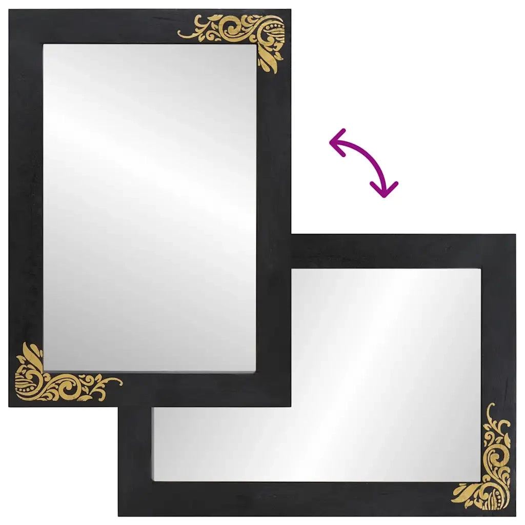 Specchio da Bagno | Specchio decorativo con specchio Nero e Argento 70 x 50 x 2,5 cm