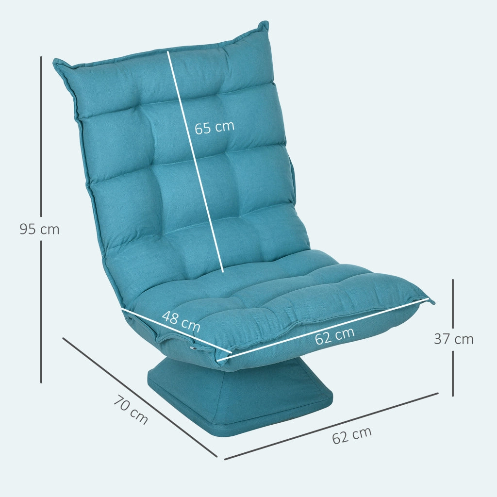 Poltrona Relax Girevole ¨C Xylo ¨C Velluto Blu Schienale Reclinabile 5 Posizioni 62x70x95cm