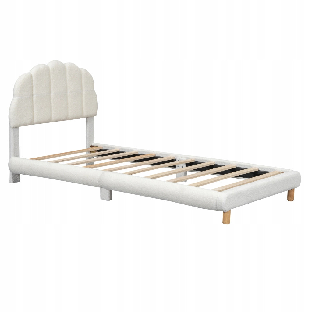 Letto per bambini 90x200 - Xylo - Bianco in velluto senza materasso