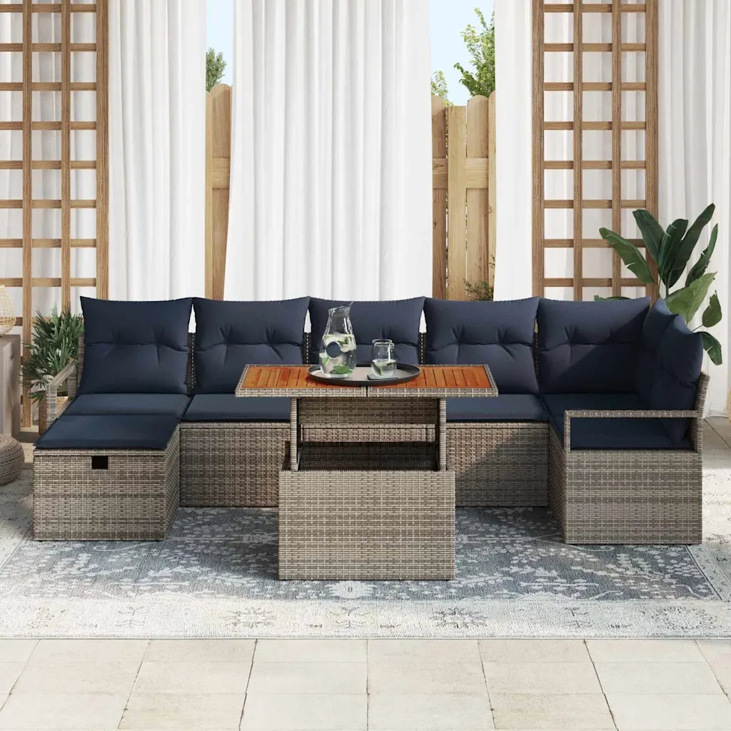 Set Divano da Giardino con cuscino 8 pcs Grigio polyrattan 3360007